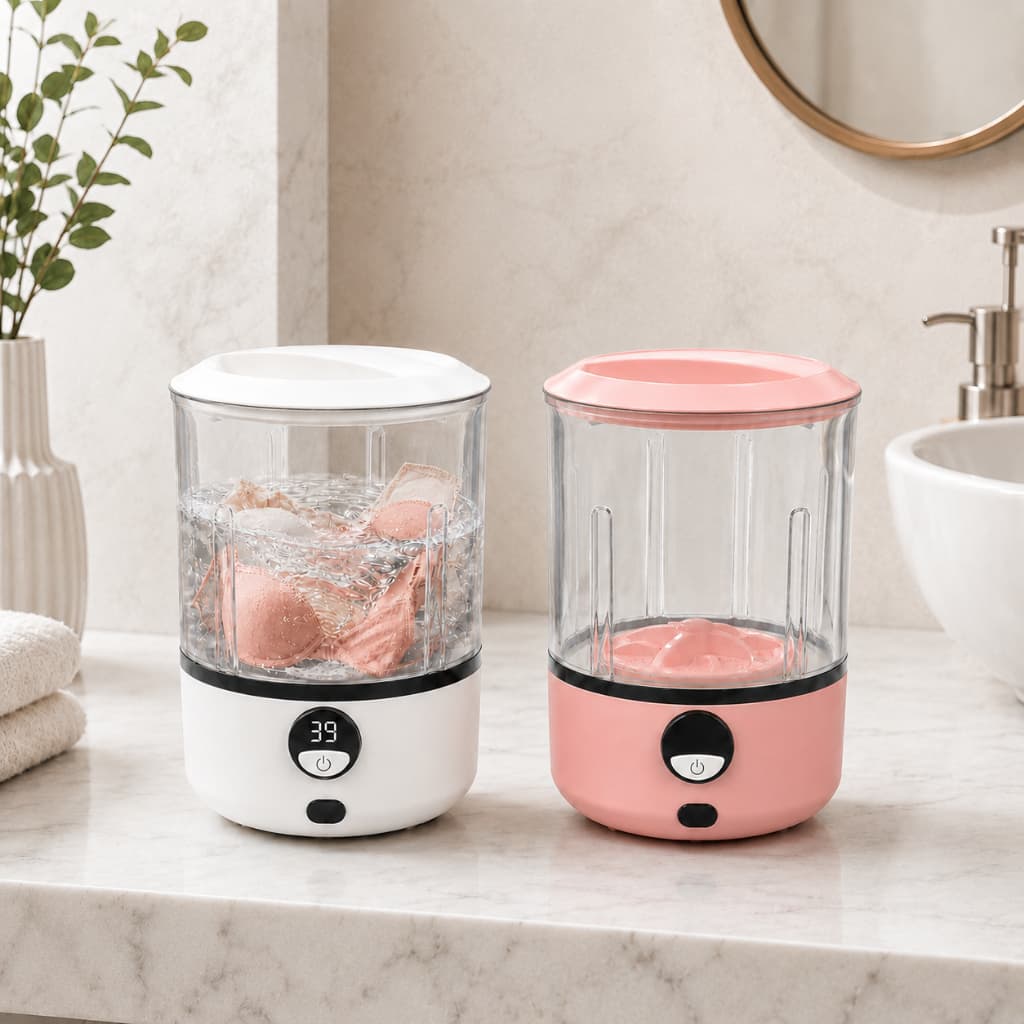 Mini Máquina de Lavar Roupa Portátil Sem Fio Automática 2000ml – para Roupas Íntimas, Meias