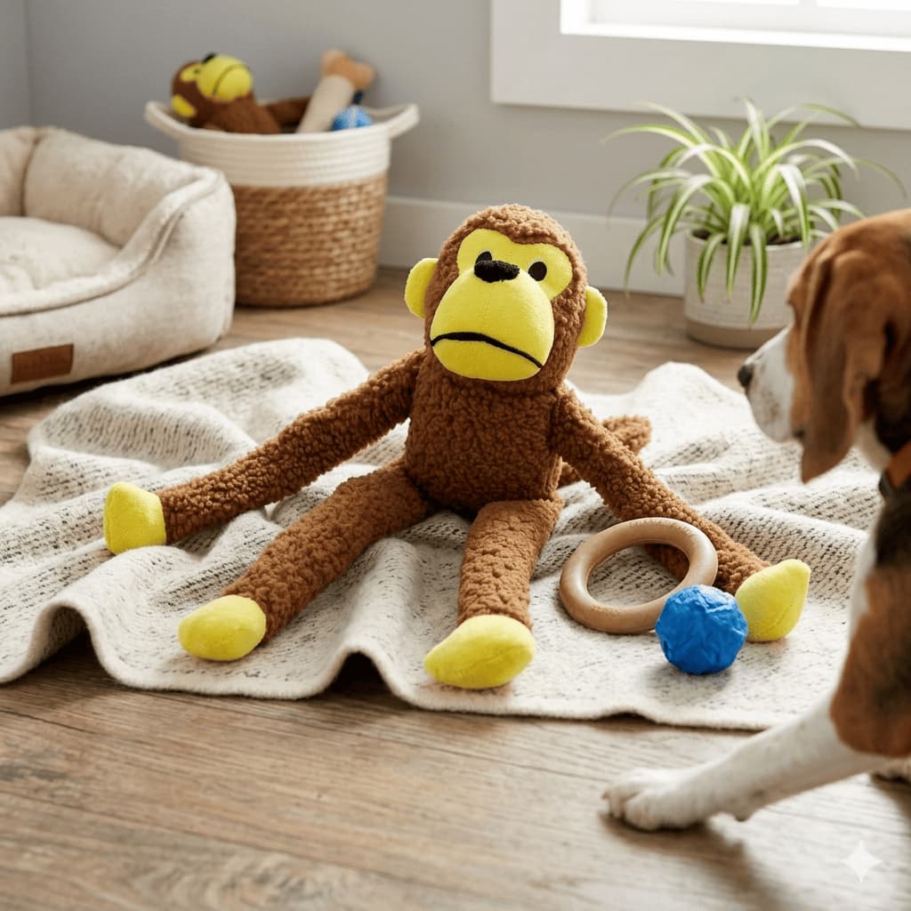 Brinquedo Pelucia Macaco 45cm Apito Interativo Pet Cachorro Gato