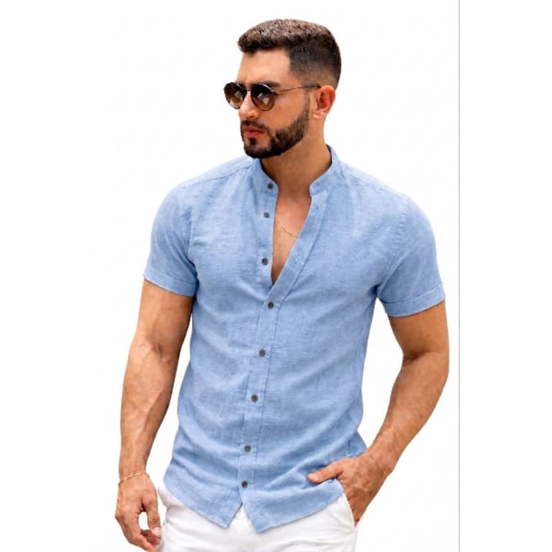 Camisa Masculina Slim linho Manga Curta Premium | Leve, Confortável e Elegante