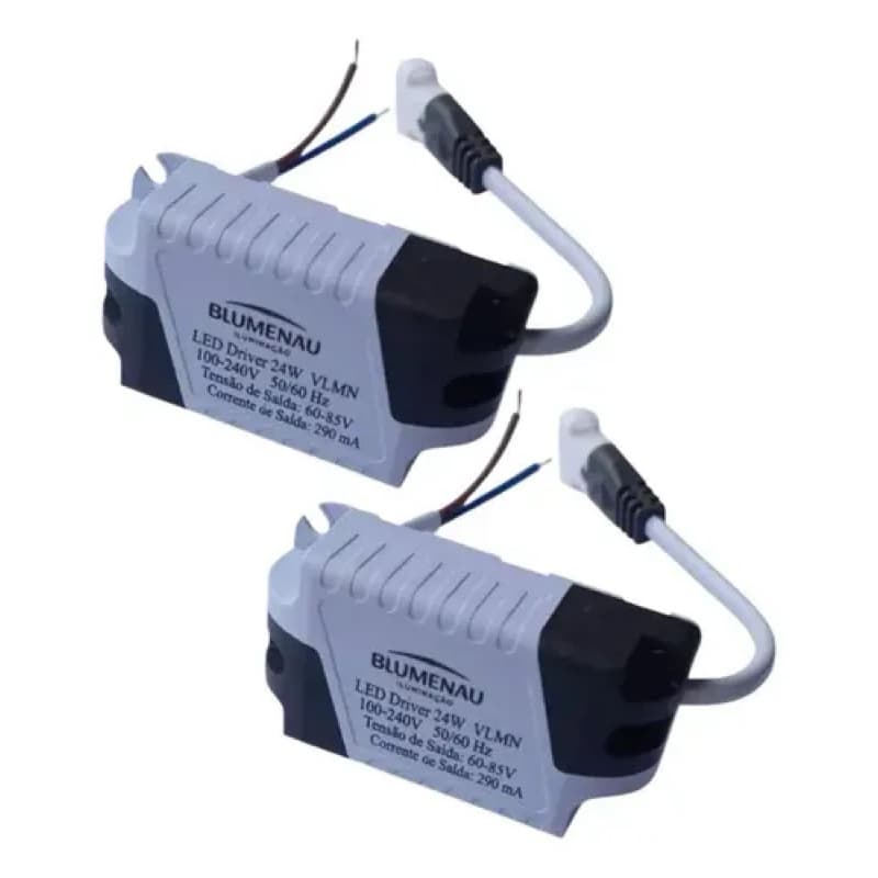 Kit 2 Drivers Reator LED Blumenau 24W Bivolt | Fonte para Painel Plafon Luminária LED | Alta Durabilidade
