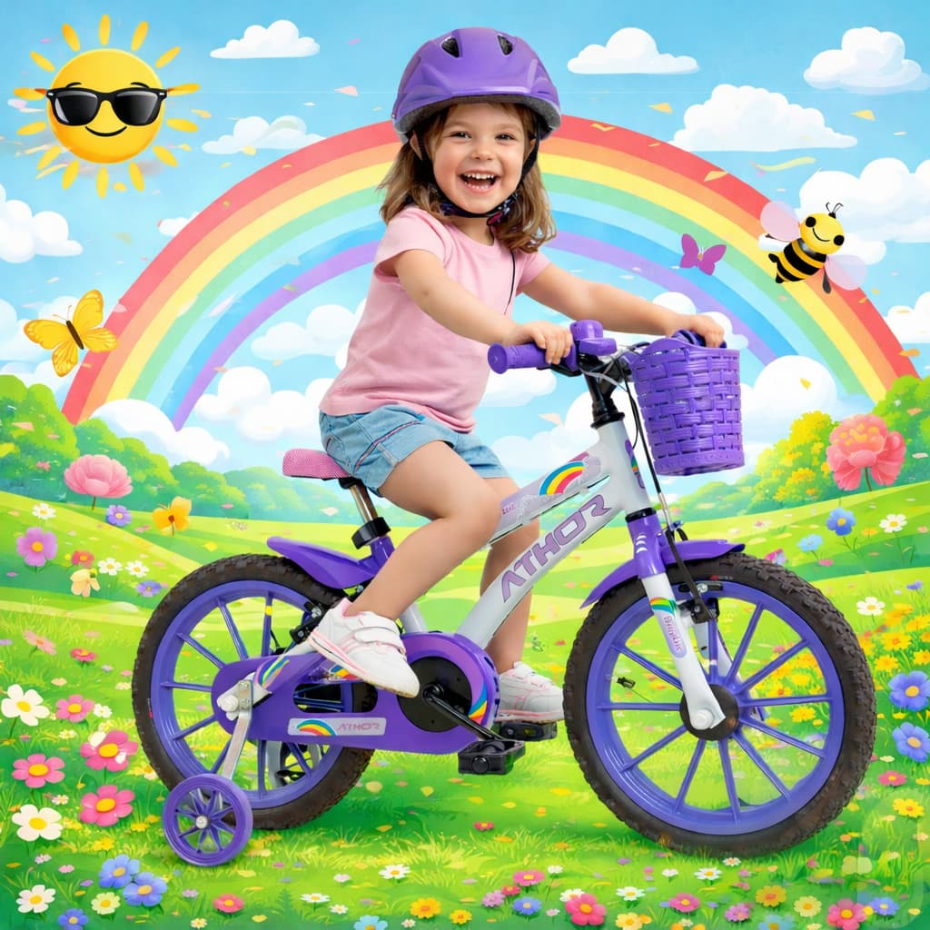 Bicicleta Infantil Feminina Aro 16 Baby Lux Unicórnio Cestinha Rodinha 4 a 6 Anos