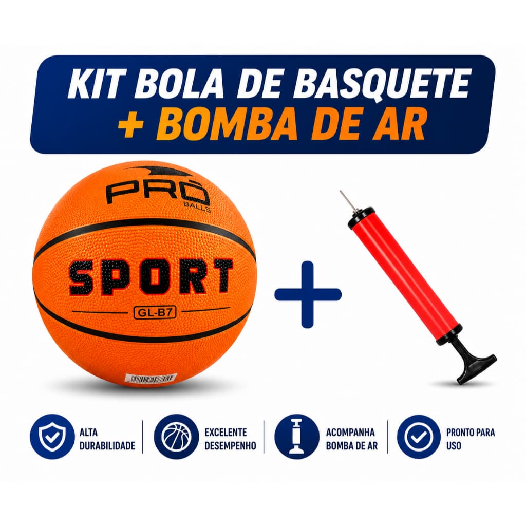 kit Mini Bola De Basquete Tamanho N° 3 + Bomba de Ar Promoção Basket Para Crianças Meninos e Meninas