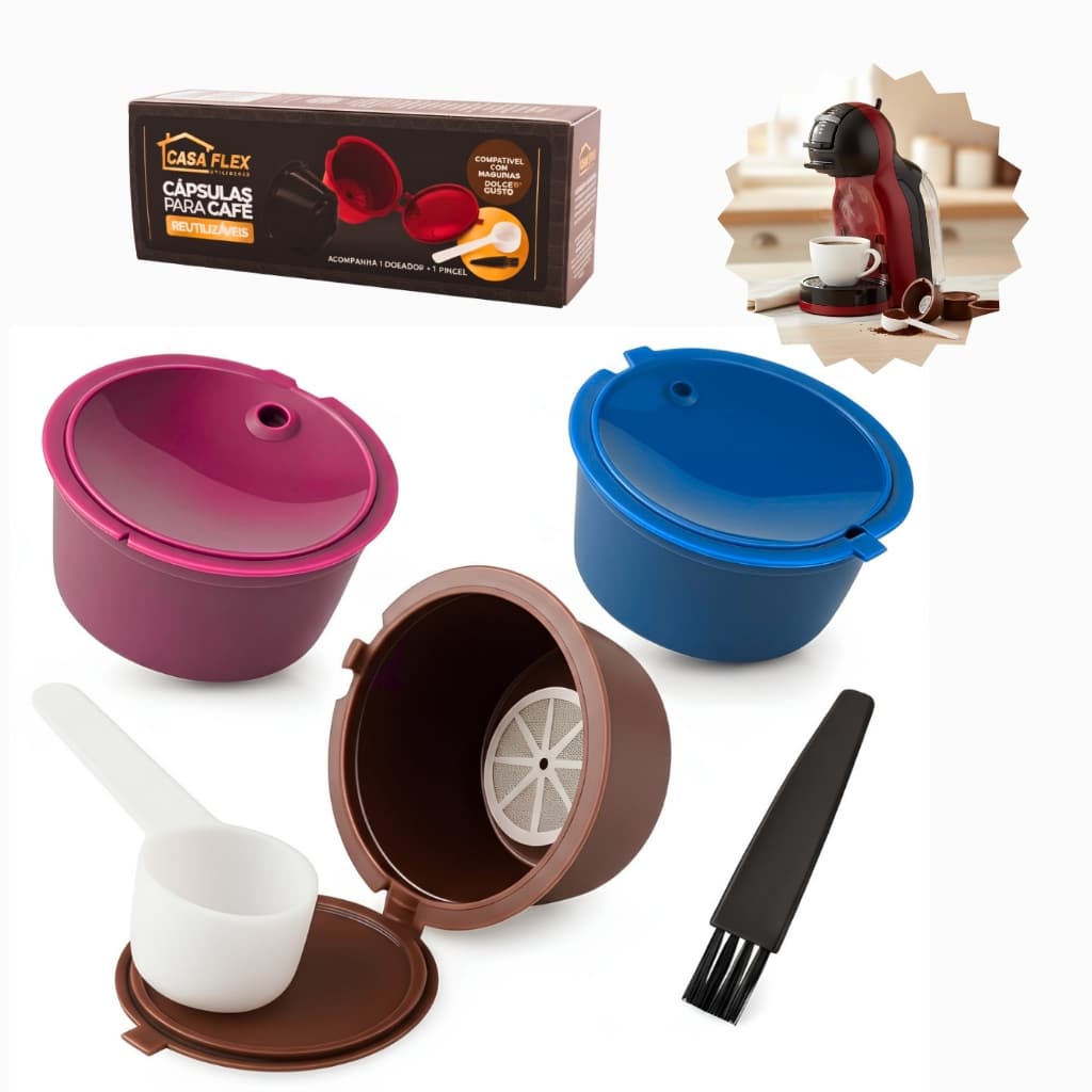 3, 6 ou 12un Capsulas Café Reutilizável, Compatível  com Dolcegusto, Tradicional, cores sortidas
