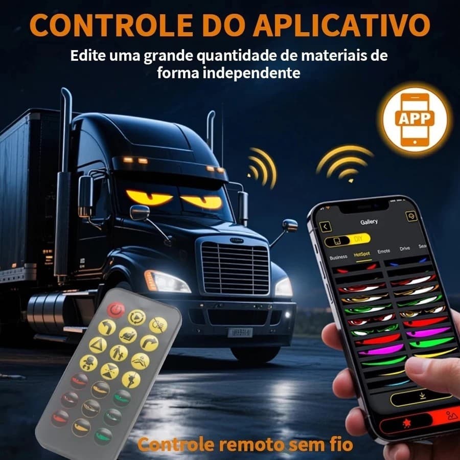 2pcs 12*60cm  Fita LED Olho do Diabo c/ Controle - P/ Carro e Placa de Loja-À prova d'água
