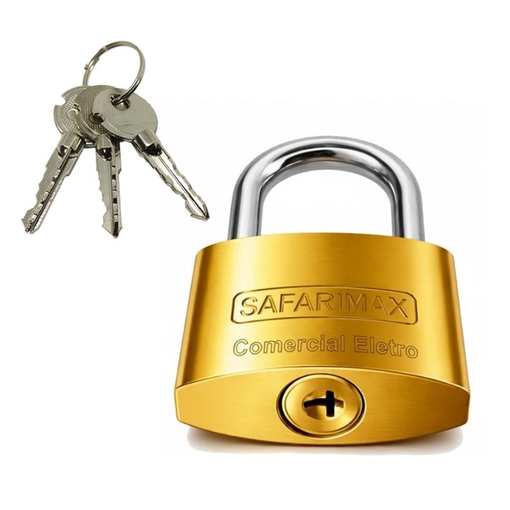 Cadeado Chave Tetra 40mm Proteção Antifurto Para Armario Portão Gaveta Vitrine - Safarimax