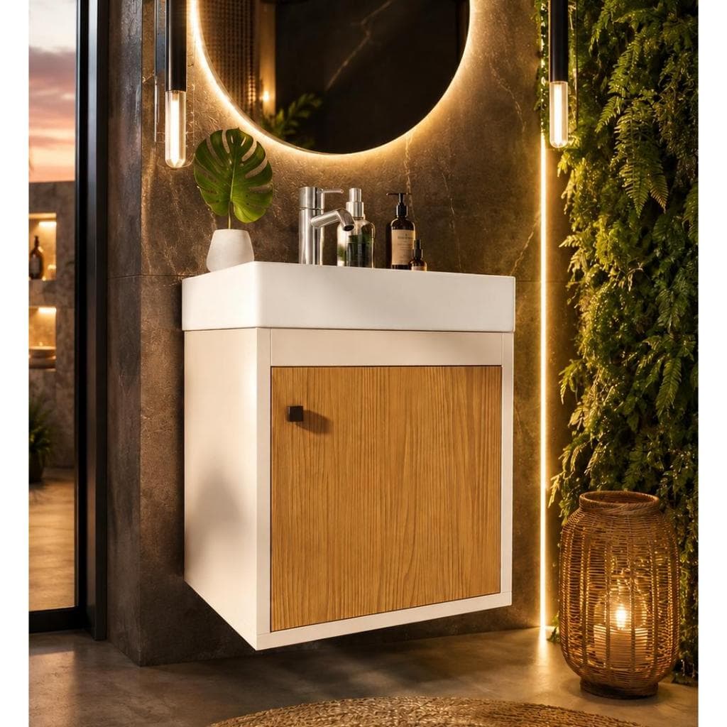 Gabinete Banheiro Madrid Suspenso Premium Nicho Organizador Luxo Moderno