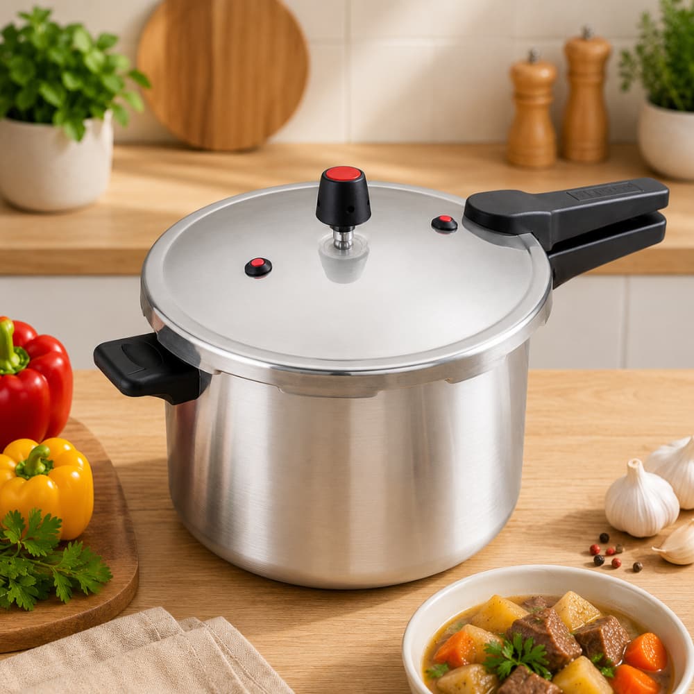 Panela Pressão Fechamento Externo Capacidade 7 / 10 Litros Aço Polido Cozinha Segura Feijão Feijoada