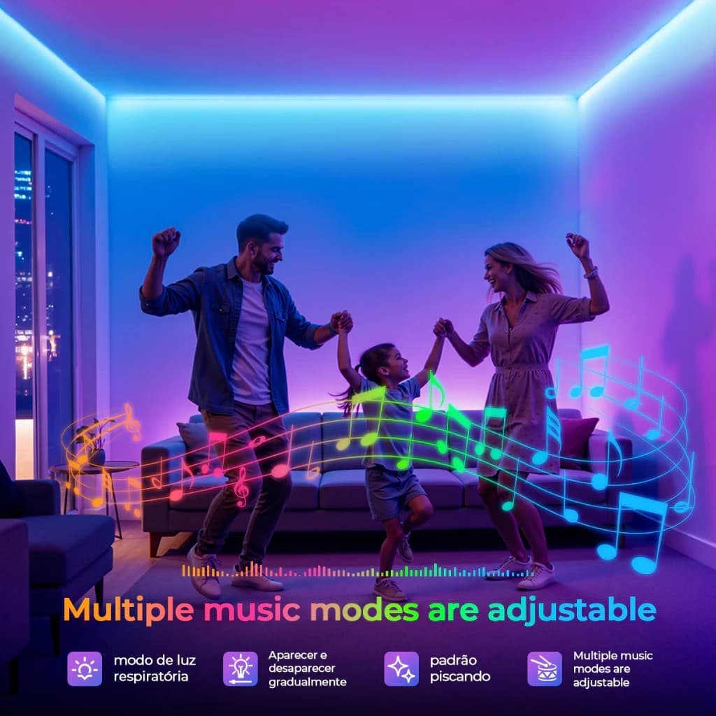 HiGooGoo 40/30/20/10M Fita Led Rgb APP Controle Remoto Decoração Para Quarto Casa Sincronização De Música Com Fonte