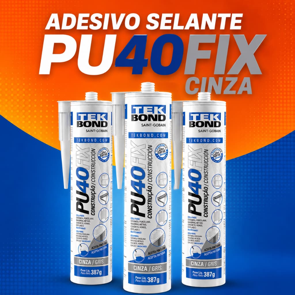 Adesivo Poliuretano Selante PU40 Tekbond Cinza 387g