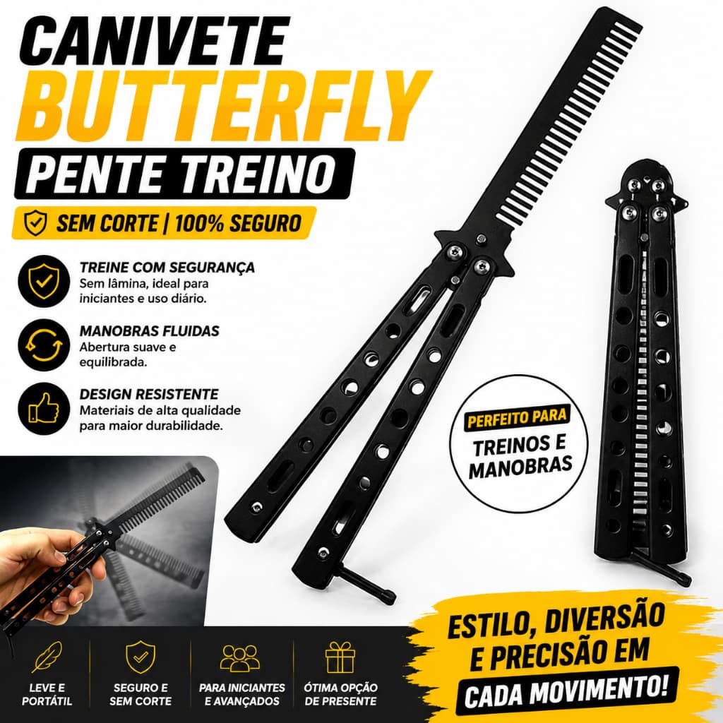 Canivete Butterfly Pente Treino Sem Corte Borboleta Manobras Seguro