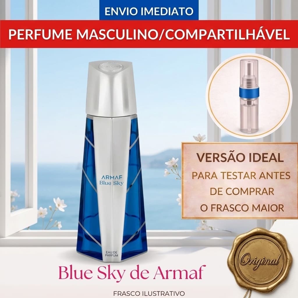 Perfume masculino Blue Sky Armaf ELEGANTE CÍTRICO FRUTADO VERSÁTIL LUXUOSO perfume compartilhável