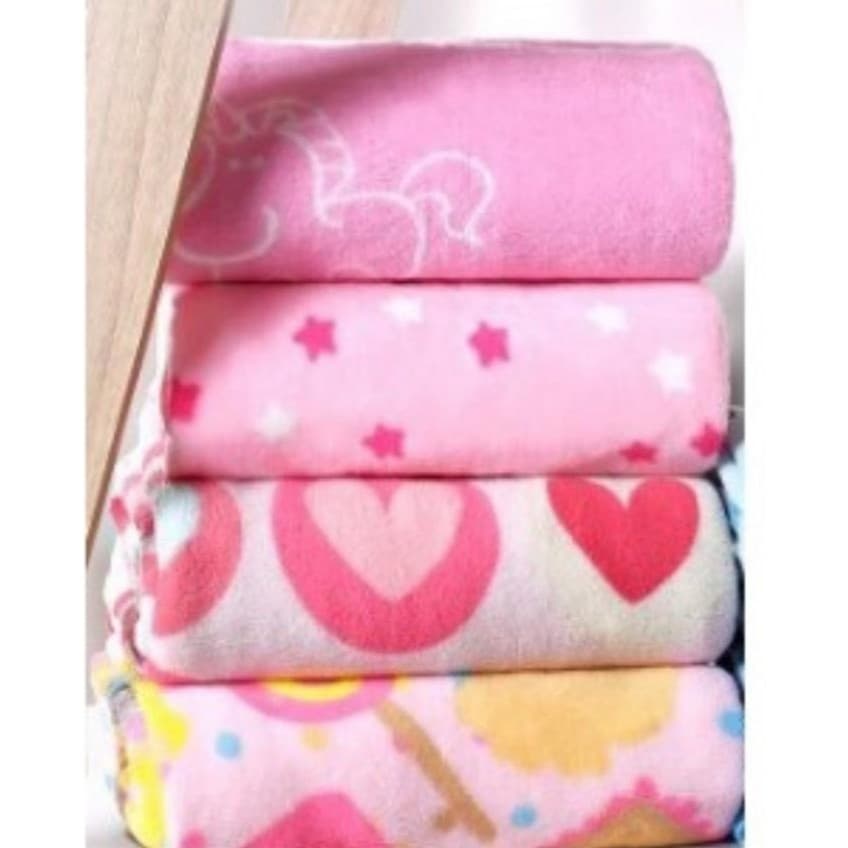 Cobertor Flannel Infantil Baby Rosa Estampado Manta Toque Super Macio Aveludado Sortidos Enxoval