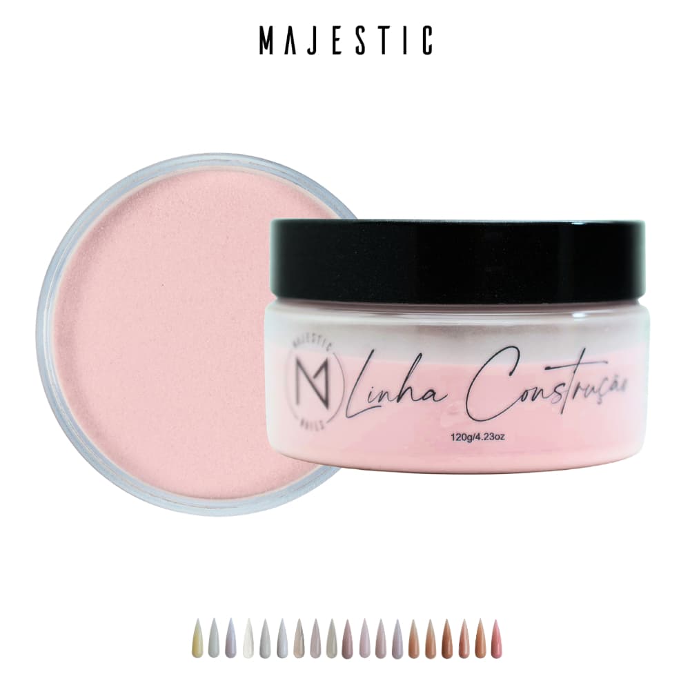 Pó acrílico LINHA CONSTRUÇÃO (Branco Nude Rosa Rosê) 120g Alongamento Majestic Nails