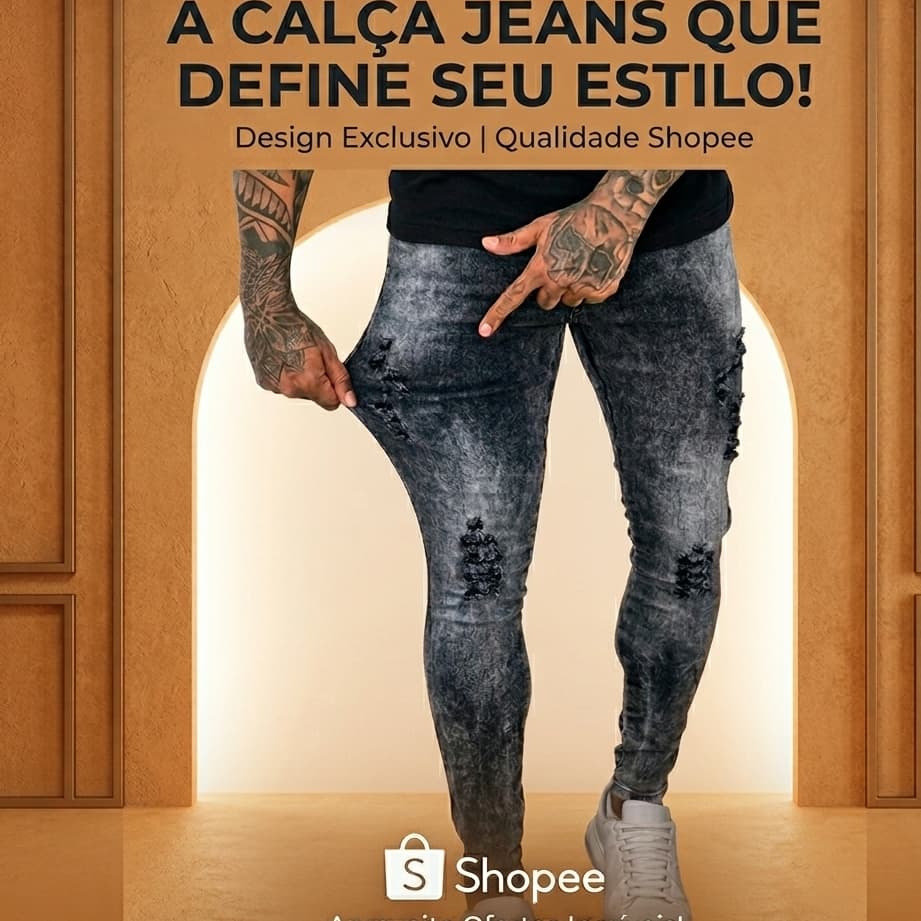 Calça Jeans Masculina Com Lycra Elastano Premium Skinny Slim Rasgada Destroyed Cinza Chumbo~ Estonada Premium Confort~