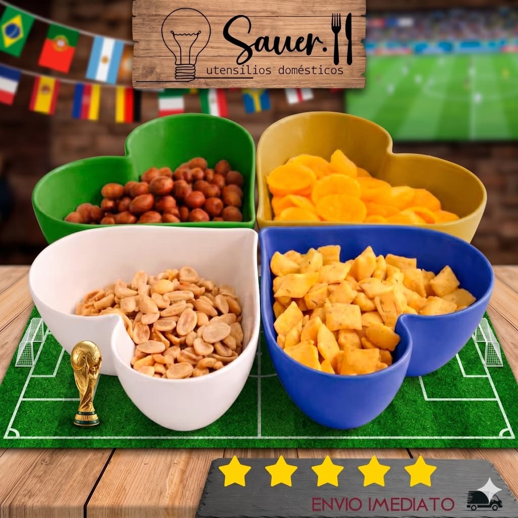 Kit Petisqueira Bowl Coração 270ml Brasil Aperitivos - Edição Copa do Mundo
