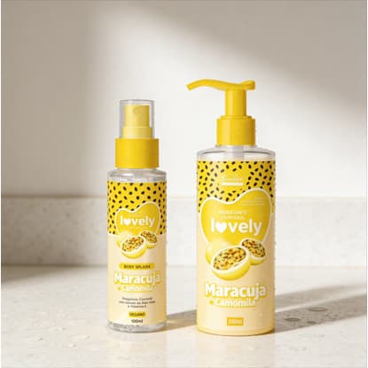 Kit Body Splash Hidratante Face Beautiful Maracujá 200ml Hidratação Fragrância Suave