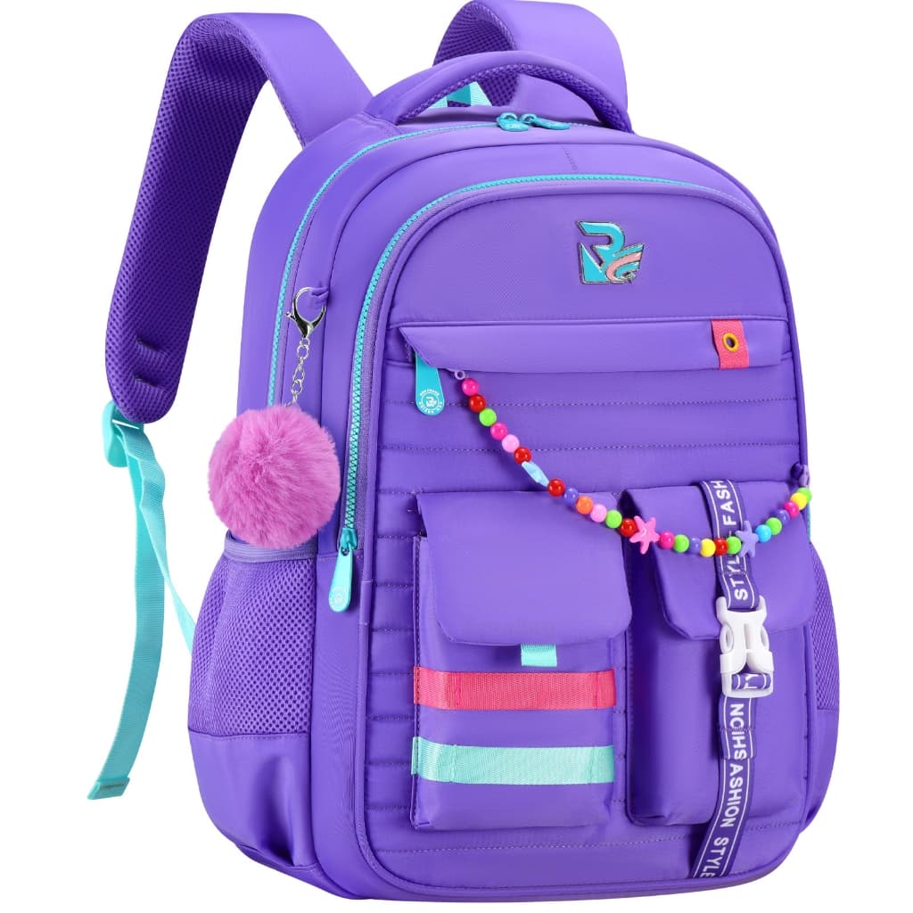 Mochila Escolar Feminina Fofa Pompom Impermeável Reforçada e Confortável para Escola Viagem Estudantes Notebook Bolsa