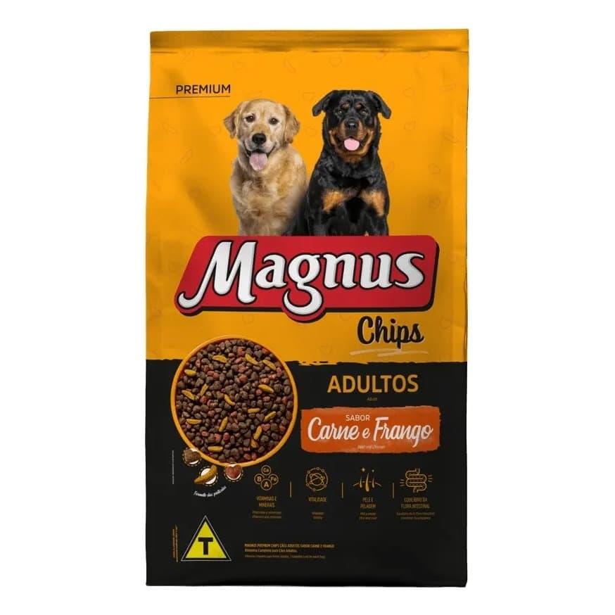 Ração Para Cães Magnus Premium Chips Carne E Frango 15kg