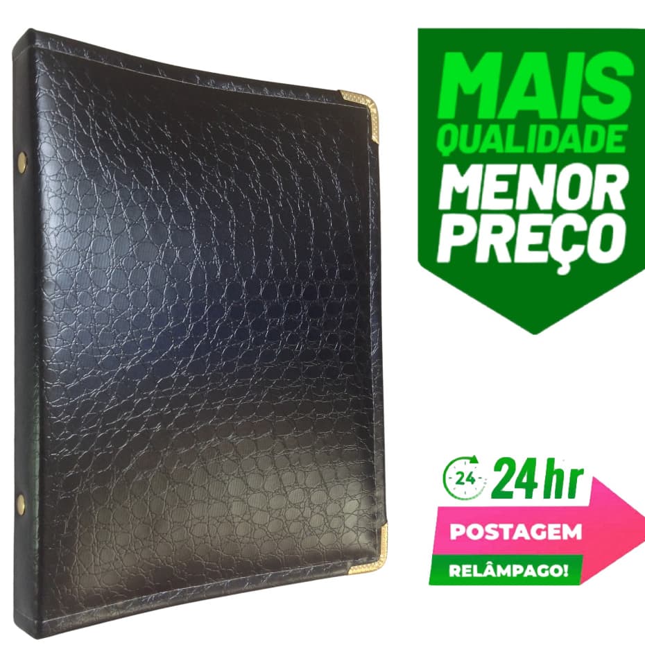Pasta Para Hinos Hinário Coral Louvores Grupo Igreja Catálogo Promoção (N3 Preta  Brilhosa)