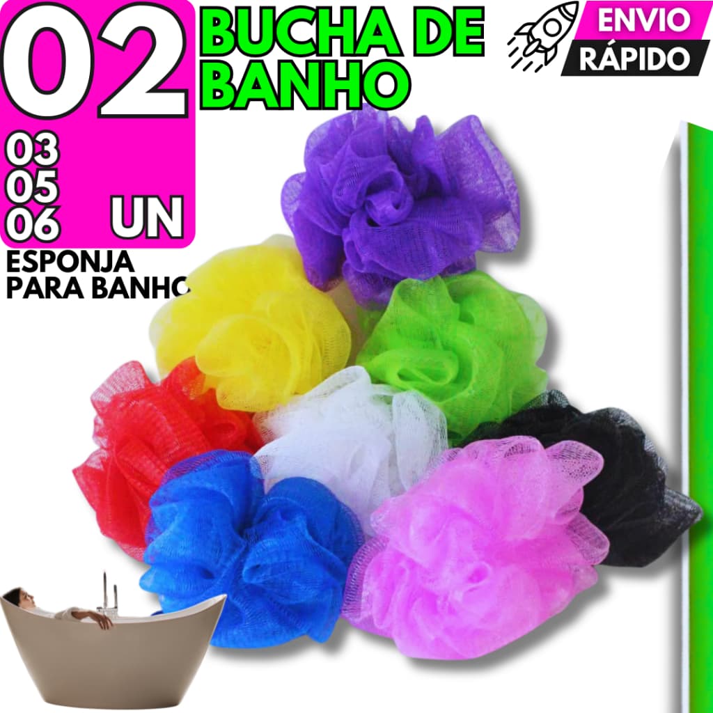 Bucha Banho Com Cordinha Premium Relaxante Esponja Nylon Qualidade Cores Sortidas Durável