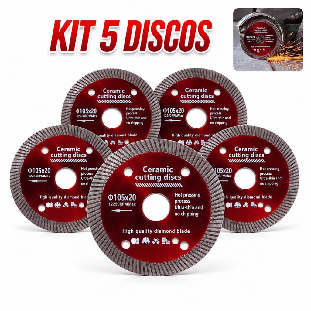 Kit 2/3/5 Disco de Corte Diamantado 105mm Porcelanato Cerâmica Azulejo Lâmina Fina