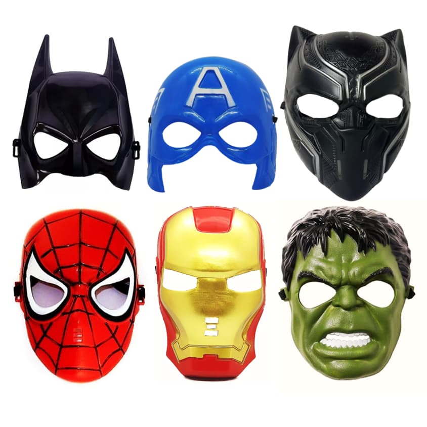 Máscara Homem Aranha Homem de Ferro Hulk Batman  Capitão América Pantera Negra