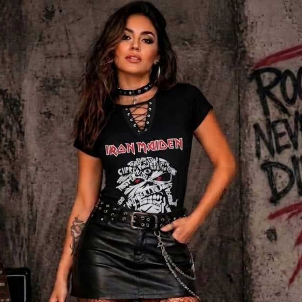 Blusa Feminina  de Bock IRON MAIDEM, Blusa Estilosa em viscolycra PREMIUM