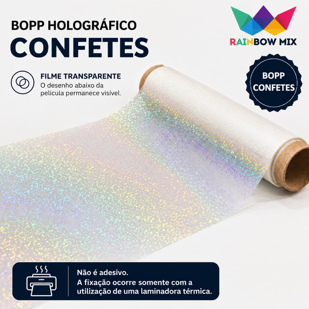 Bopp Holográfico CONFETE - 10 a 50 Metros x 22cm