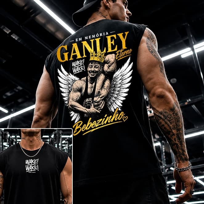 Regata Machão Cavada Ganley Memorial BodyBuilder GYM Treino Intenso 100% Algodão