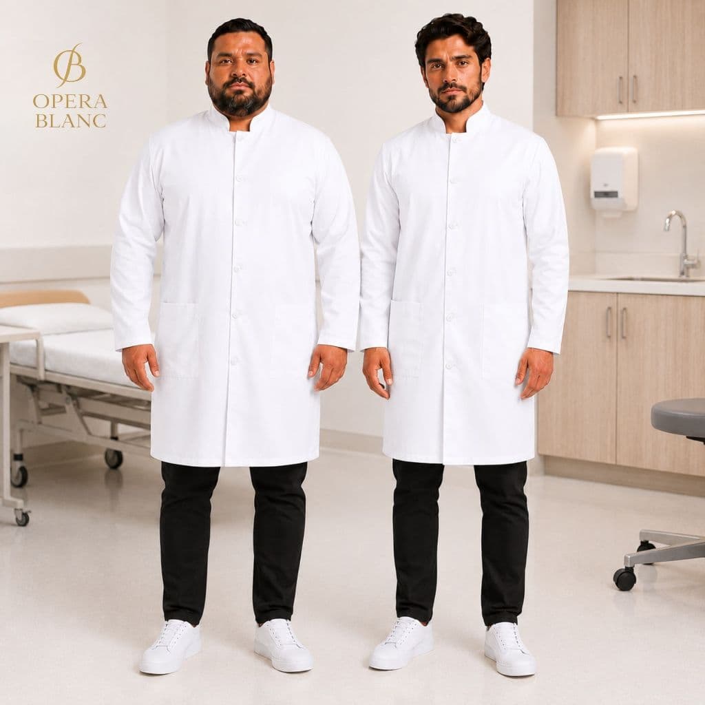 Jaleco Masculino Gola Padre com Botão Gabardine Qualidade Premium Plus Size Profissional e Estudante