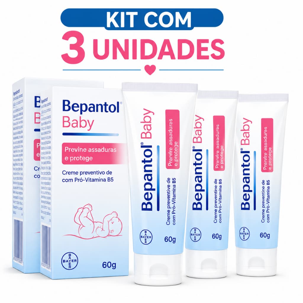 Pomada Assadura Bebê Bepantol Baby Kit 3 Unidades 60g Creme Preventivo Contra Assaduras