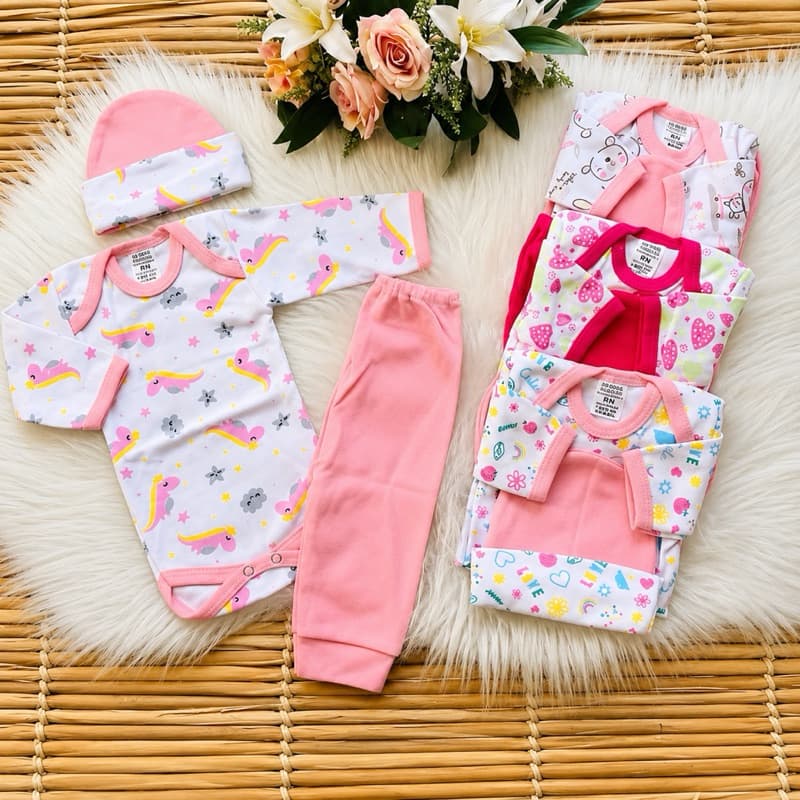 Pagao luxo conjunto 3 peças menina RN P M : 1 body manga longa 1 calça 1 touca - enxoval maternidade meninat