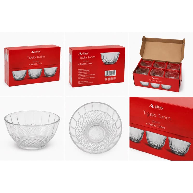 Jogo de 6 bowls para sobremesa Angel 310ml