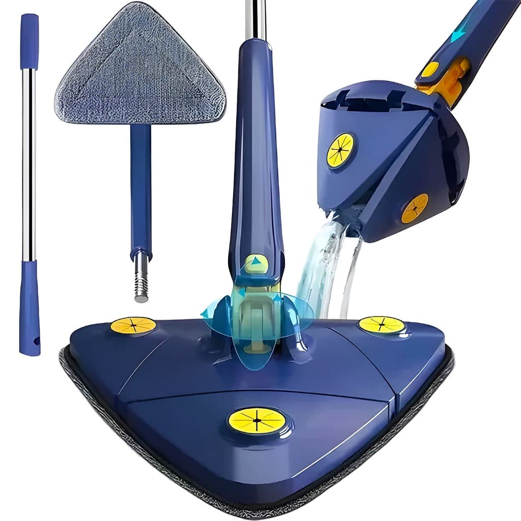 Rodo Mop triangular rotativo limpeza vidro chão parede 360°