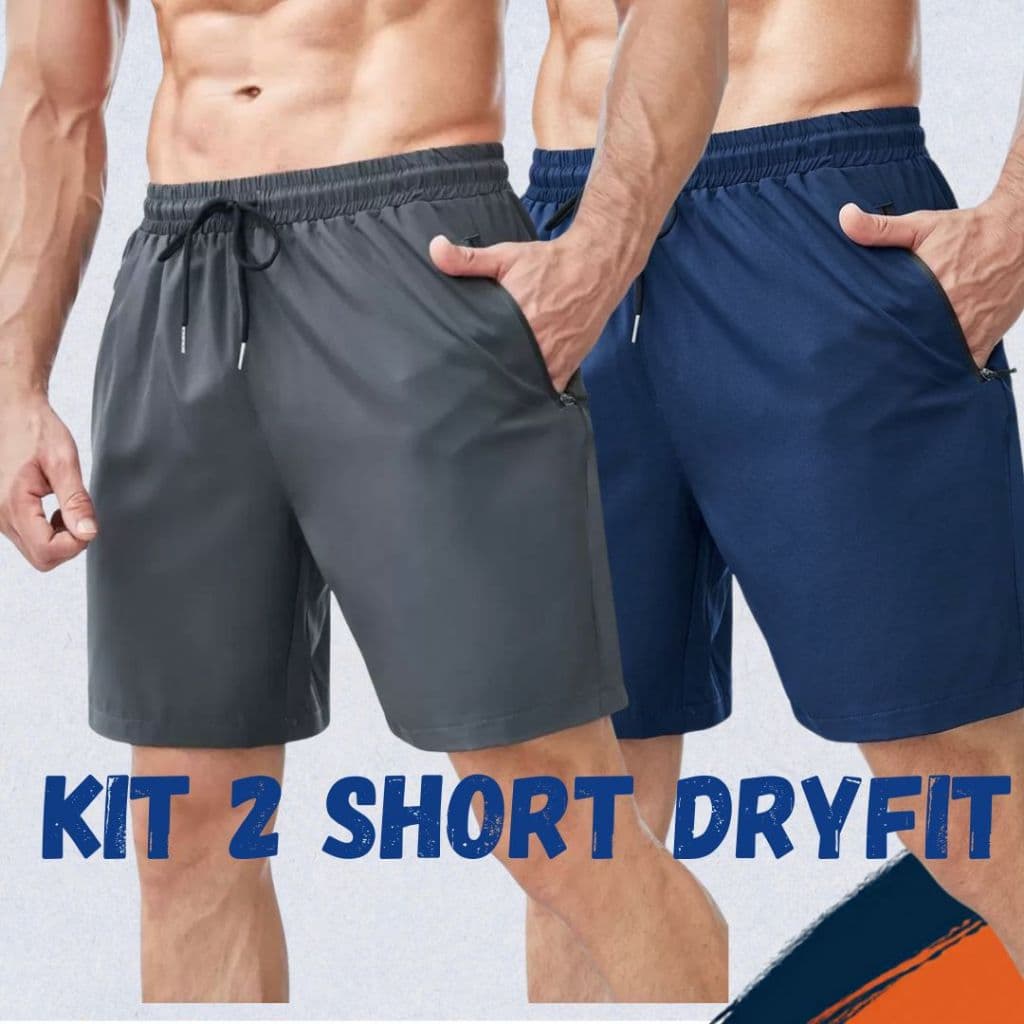 Kit 2 Bermudas Dry Fit Masculino Short Básico Leve e Confortável Academia Fitness