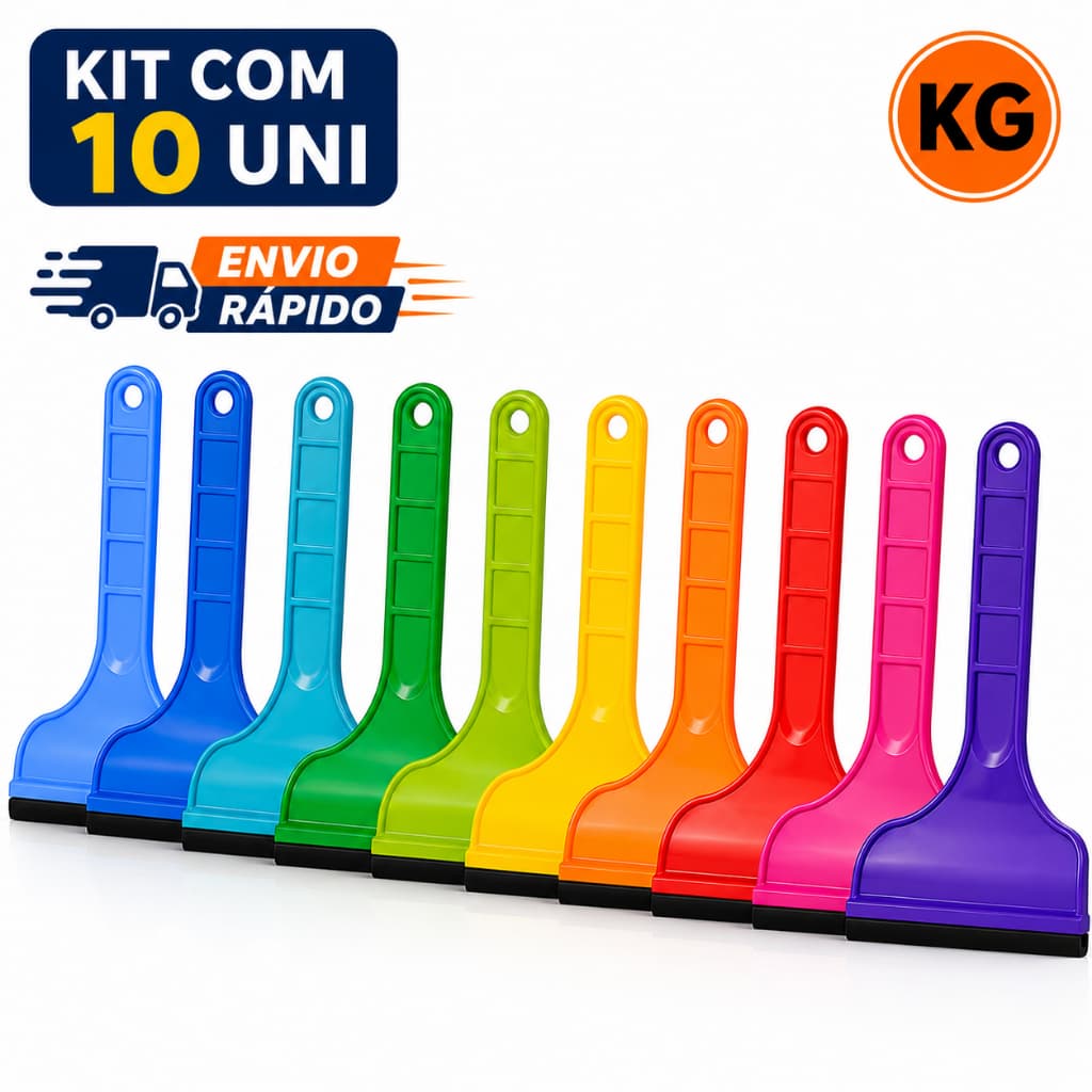 Kit 10 Rodinhos Rodo de Pia Cores Sortidas Plástico