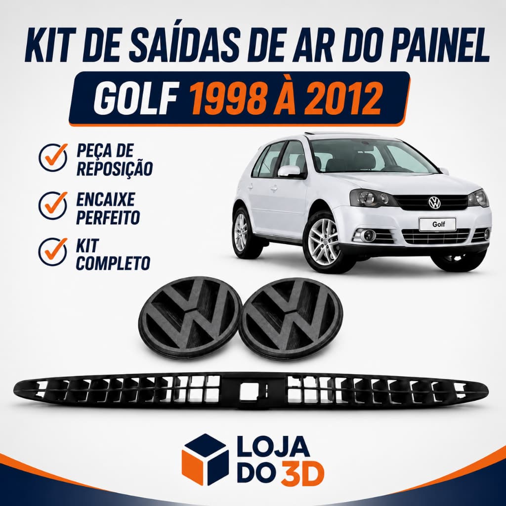 Grade Difusor Saida De Ar Painel Superior Golf 1998 A 2012 Preto