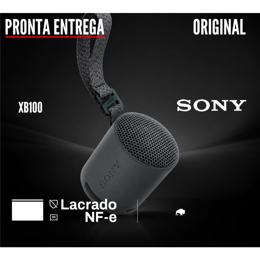 Caixa de Som Bluetooth Sony SRS-XB100 Portátil Extra Bass IP67 à Prova d’Água com Alça