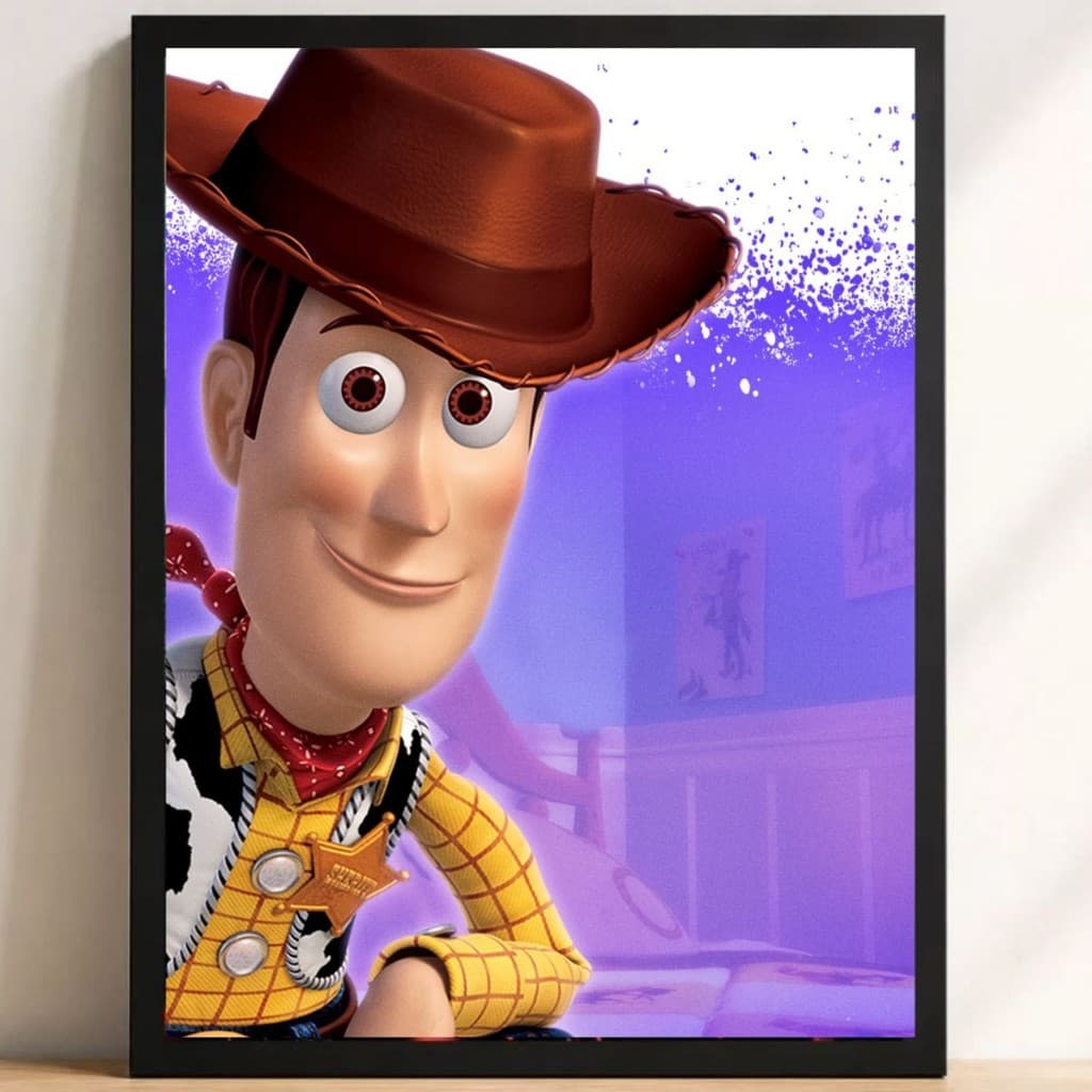 Quadro Decorativo Toy Story Woody Buzz Lightyear Com Infantil com Moldura Quarto Infantil