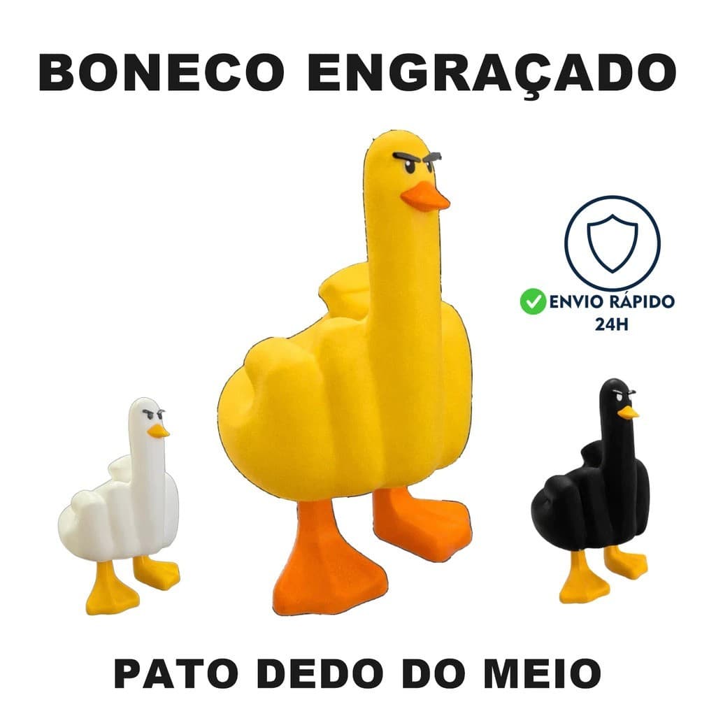 Boneco Pato Engraçado com Dedo do Meio – Presente Criativo para Amigo Secreto