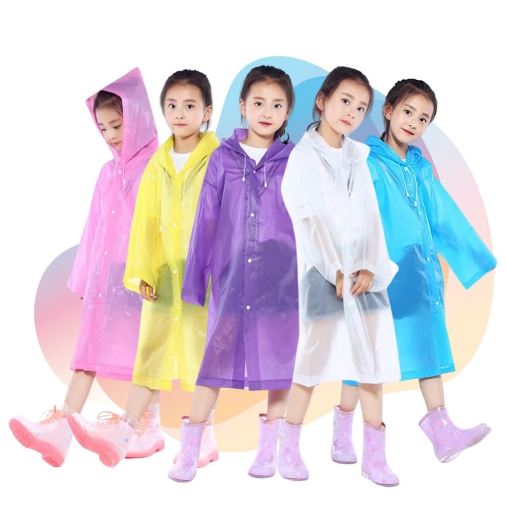 CAPA DE CHUVA INFANTIL COM CAPUZ IMPERMEÁVEL MENINO MENINA PROTEÇÃO CONTRA CHUVA DIVERSAS CORES