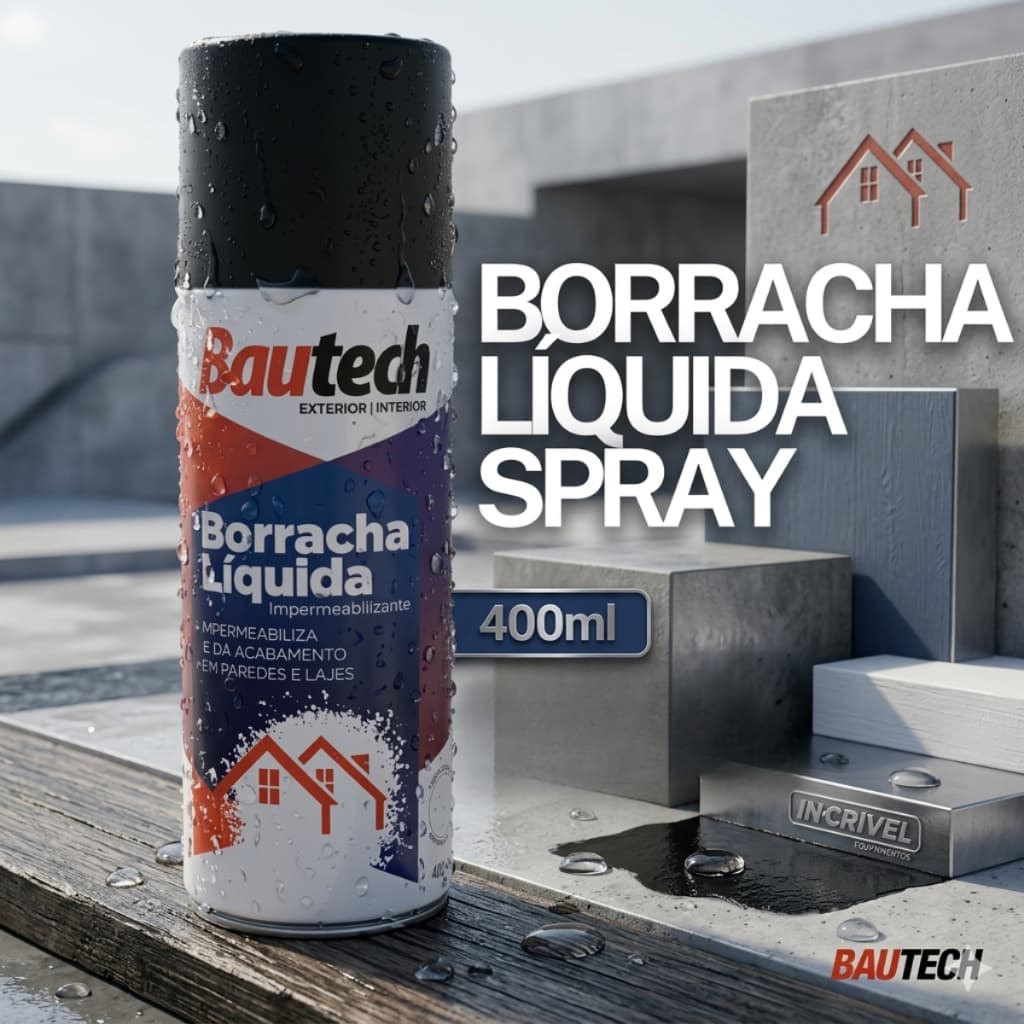 Spray Borracha Líquida Cores Impermeabilizantes Lajes Vazamentos Fissuras Plásticos 400ml