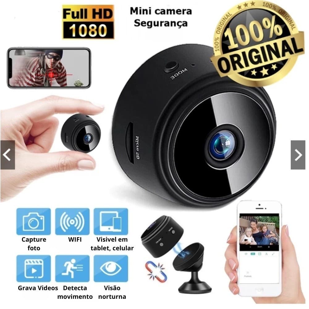 Mini Câmera A9 Original Sem fio 1080p até 2k Monitoramento Segurança campo de perto Visão Noturna