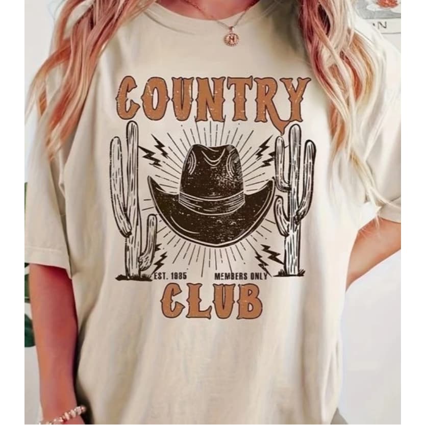 Camisa Camiseta Blusa T- shirt 100% algodão Cowgirl Country Club Moda Western Feminina Estilo Rodeio
