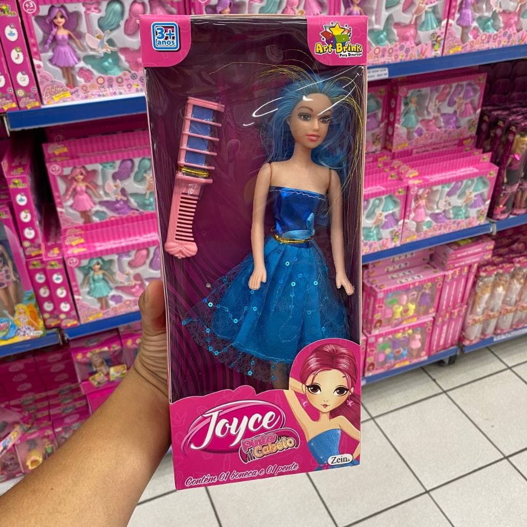 Boneca Joyce Pinta Cabelo com Pente e Tintinha Infantil Fashion menina