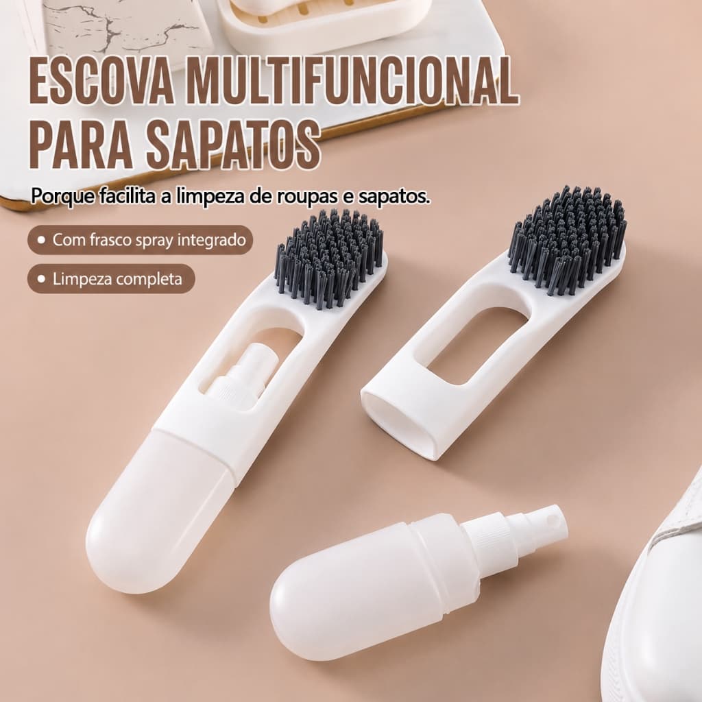 Escova Com Dispenser Spray Para Limpar Sapato E Tênis Utensílio De Limpeza Multiuso Para Casa E Lavanderia