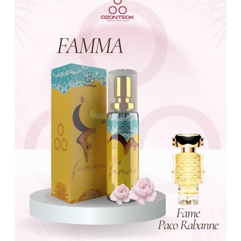 Perfume Feminino Famma Ozonteck 17ml Floral Amadeirado Musk/Alta fixação