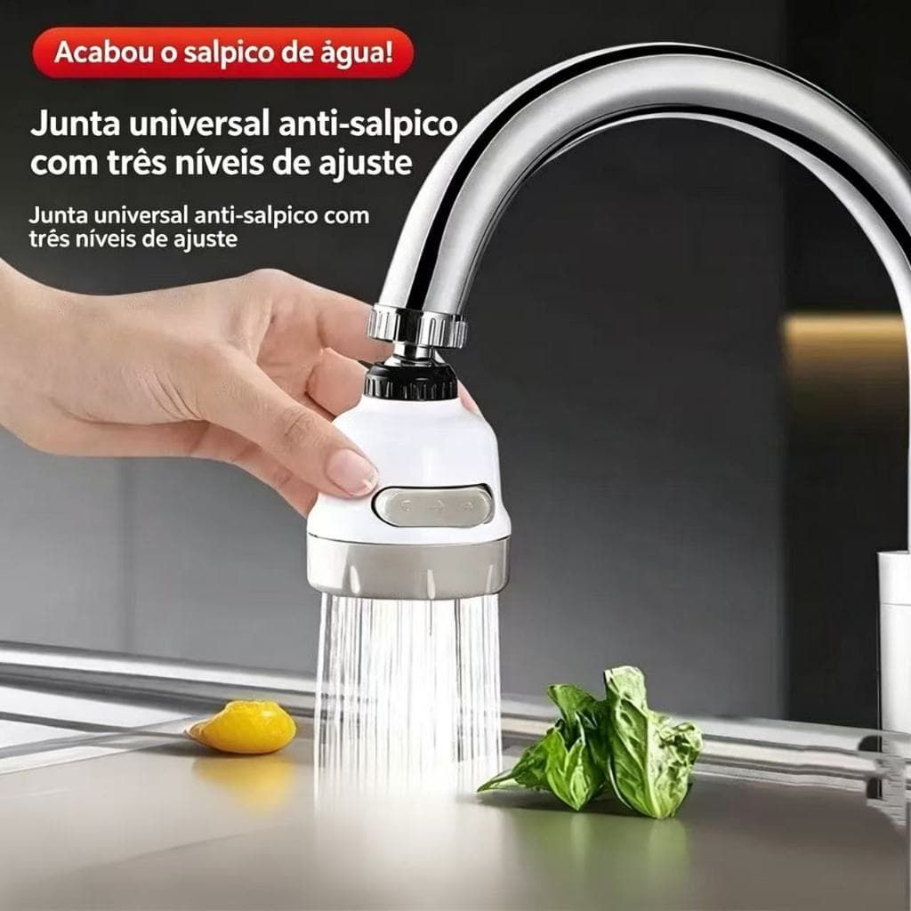 Aerador de Torneira Giratório 360°, 3 Tipos de Jato Anti Salpico Cozinha Universal