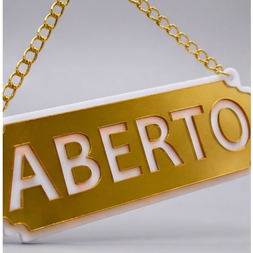 PLACA ABERTO E FECHADO ACRILICO ESPELHADO COM VENTOSA LOJA COMERCIO ESCRITORIO VITRINE