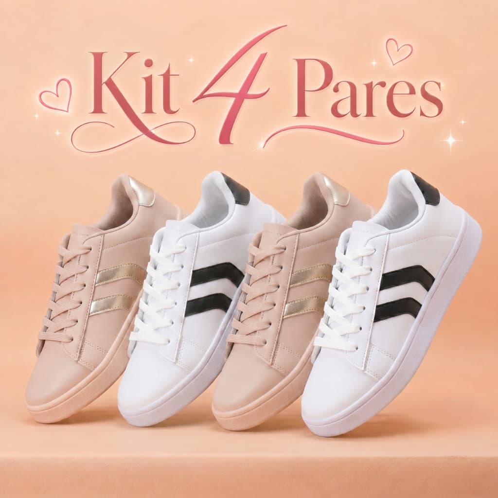 Kit 4 Pares Tênis Feminino Casual Delicado Macio Conforto Absoluto Dia A Dia